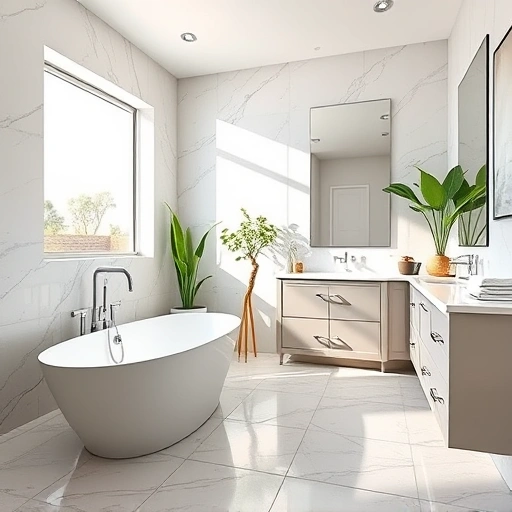 Elegant bathroom remodel in Desert Ridge AZ featuring a freestanding tub, marble tiles, and stylish fixtures.