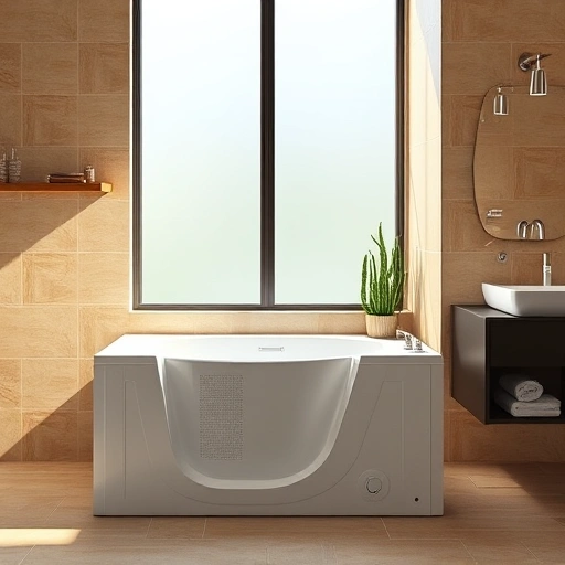 Walk-In Tub Installation in Phoenix featuring a modern bathroom with sleek fixtures and warm tile tones.
