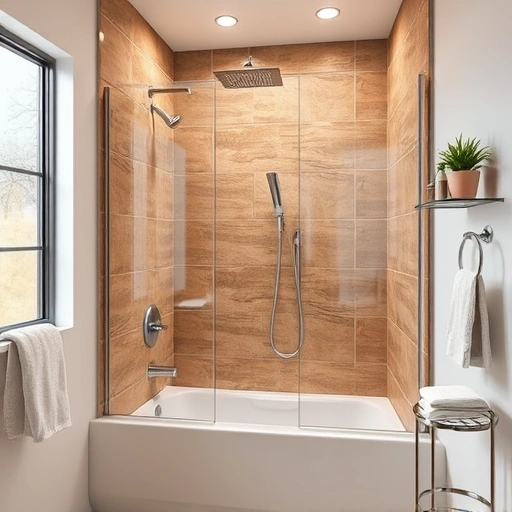 Modern Tub-to-Shower Conversion in Phoenix with elegant glass doors, rainfall showerhead, and stylish tile design.