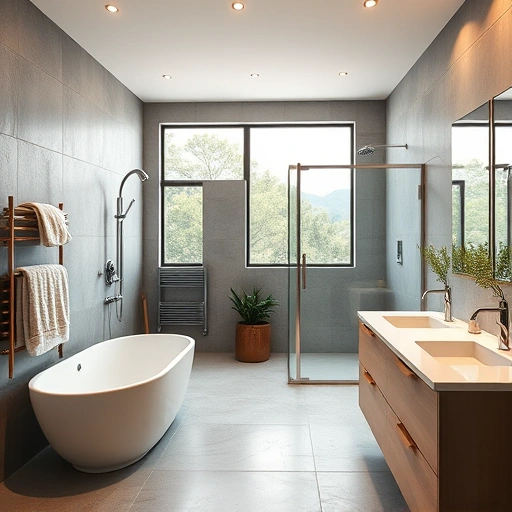 Elegant bathroom remodeling in North Mountain Village AZ featuring a freestanding tub, glass shower, and stylish vanities.