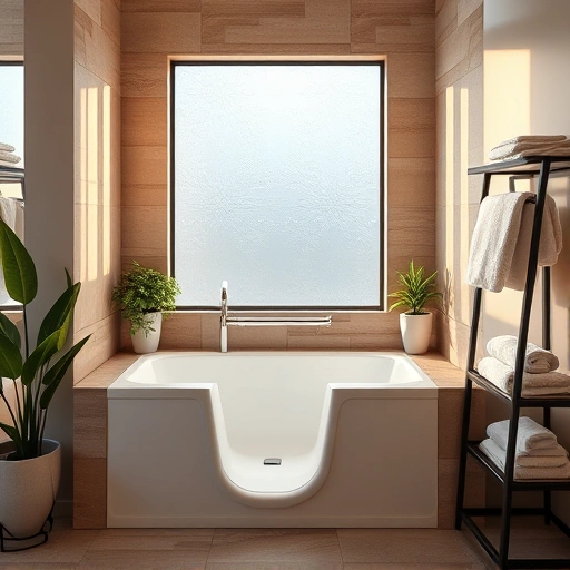 Walk-in tub installation in a luxurious Arrowhead Ranch bathroom with chrome fixtures and elegant tile work.