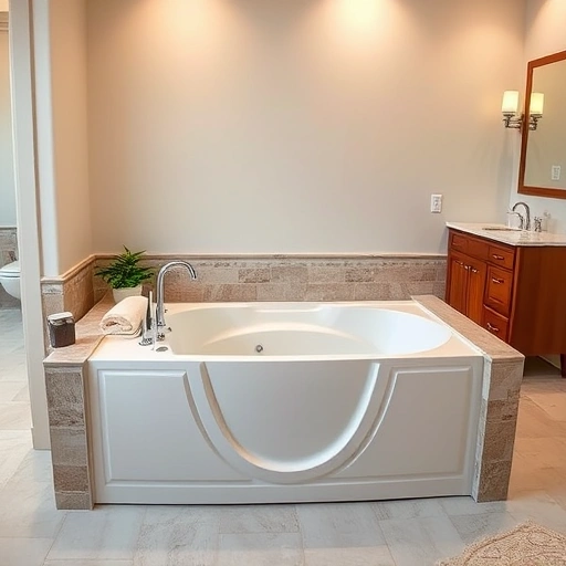 Completed walk-in tub installation in Estrella Village AZ features sleek design, chrome fixtures, and elegant decor.