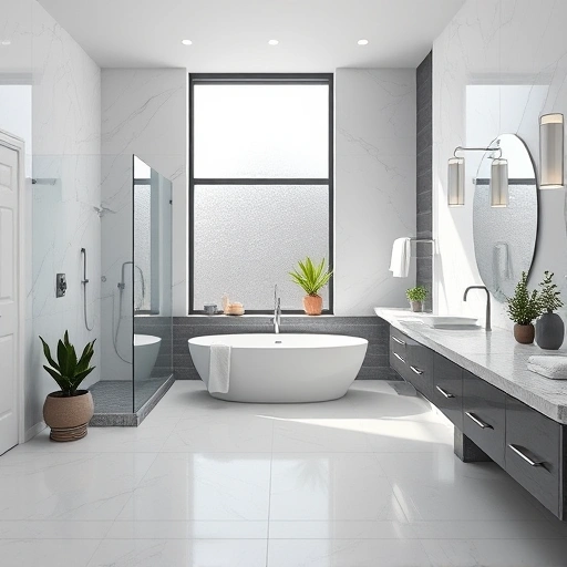 Spacious Stetson Valley bathroom remodel features marble walls, soaking tub, glass shower, and elegant fixtures.