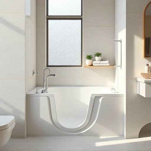 Walk-in tub installation in a modern Mesa AZ bathroom with elegant tiles, chrome fixtures, and natural light.