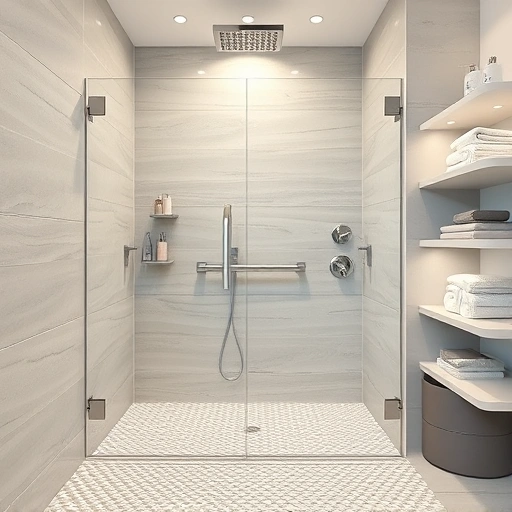Custom walk-in shower design in Phoenix with modern tile, chrome fixtures, and a serene spa-like ambiance.