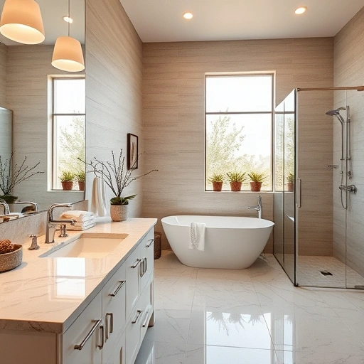 Luxurious Cave Creek AZ bathroom remodel featuring marble countertops, walk-in shower, and freestanding tub.