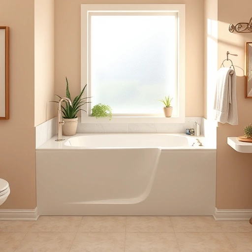 Walk-in tub installation in Alhambra AZ showcasing elegant design, polished chrome fixtures, and serene bathroom ambiance.