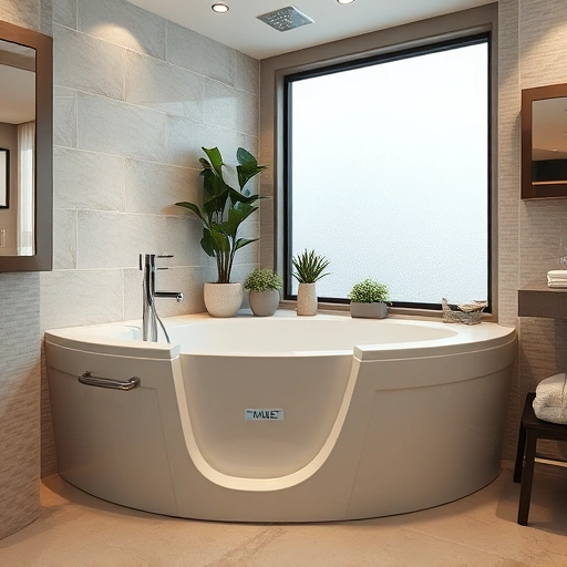 Completed Walk-In Tub Installation in Phoenix with sleek white surface, chrome fixtures, and elegant tile accents.