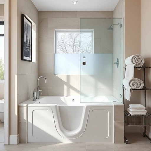 Walk-In Tub installation in Phoenix with sleek design, chrome faucet, and elegant bathroom decor highlighting luxury.