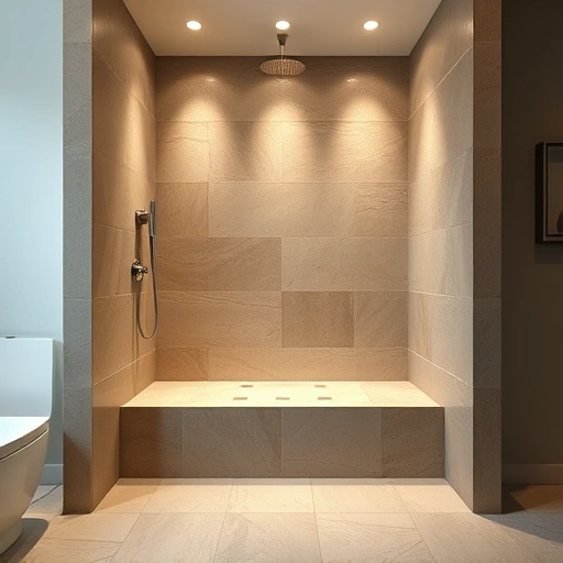 Walk-In Shower Renovation in Phoenix with modern tiles, elegant fixtures, ambient lighting, and a serene bathroom setting.