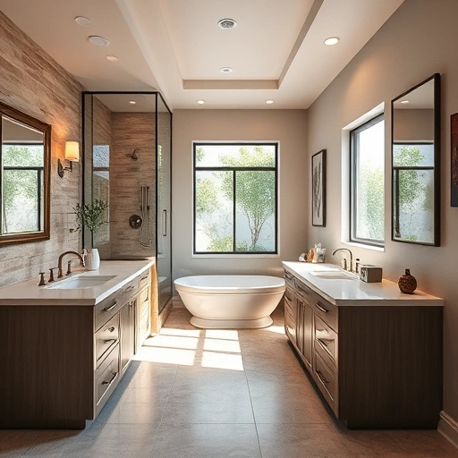 Luxurious bathroom remodel in Paradise Valley AZ featuring walk-in shower, freestanding tub, and elegant decor.