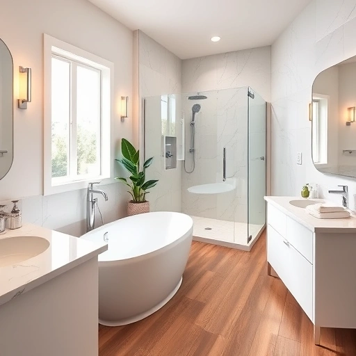 Spacious remodeled bathroom in Surprise AZ with soaking tub, marble countertops, and stylish fixtures for luxury.