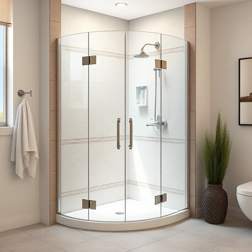 Modern walk-in shower replacement in Phoenix featuring glass doors, chrome fixtures, and neutral tile design.
