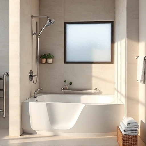 Walk-In Tub Installation in Avondale AZ features sleek design, chrome fixtures, and a serene bathroom atmosphere.