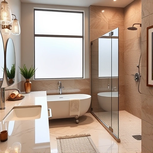 Luxurious bathroom remodel in Moon Valley AZ featuring a freestanding tub, marble countertops, and elegant fixtures.