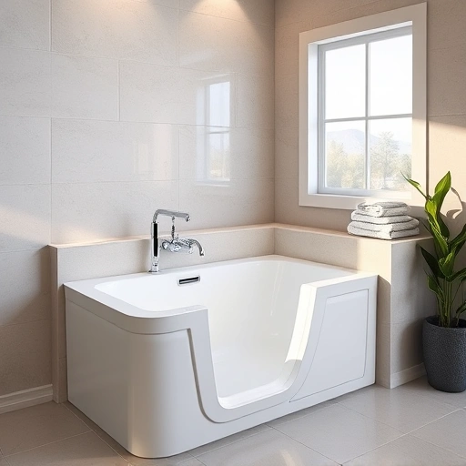 Walk-In Tub Replacement in Phoenix showcasing elegant design, chrome fixtures, and serene bathroom ambiance.