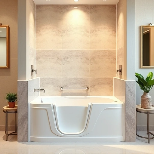 Walk-In Tub installation in Deer Valley Village AZ features sleek design, chrome fixtures, and a spacious bathroom.