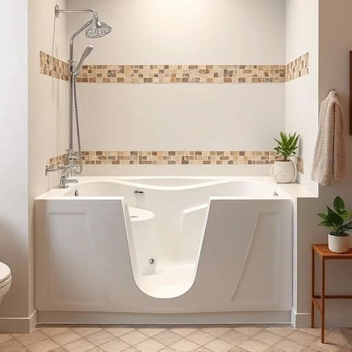 Completed Walk-In Tub installation in a stylish bathroom with modern design, soft lighting, and elegant decor.