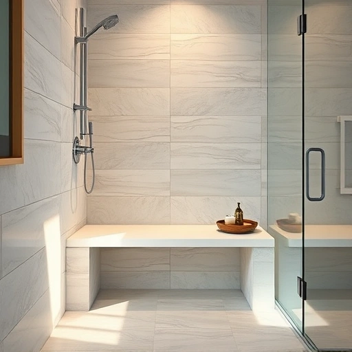 Built-in shower seat installation in a luxurious bathroom in Phoenix, featuring modern design and elegant tilework.