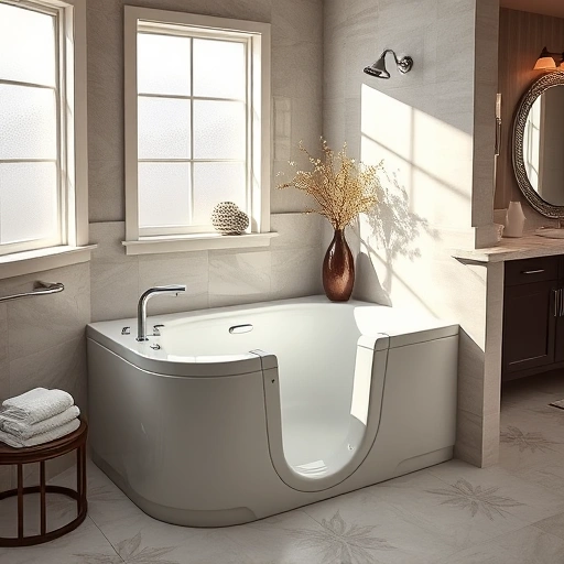 Walk-In Tub Installation in Tramonto AZ with modern decor, natural light, and elegant accessories creating a serene atmosphere.