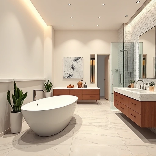 Completed bathroom remodel in Maryvale, AZ featuring elegant fixtures, a freestanding tub, and stylish decor.