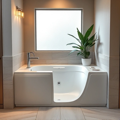 Walk-In Tub Installation in North Mountain Village AZ featuring modern design, elegant tiles, chrome fixtures, and serene lighting.