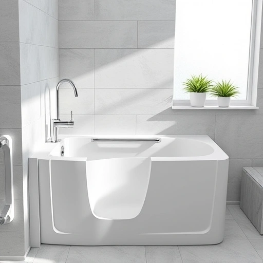 Walk-In Tub Installation in Phoenix showcasing sleek design, chrome faucet, safety grab bar, and tiled bathroom ambiance.