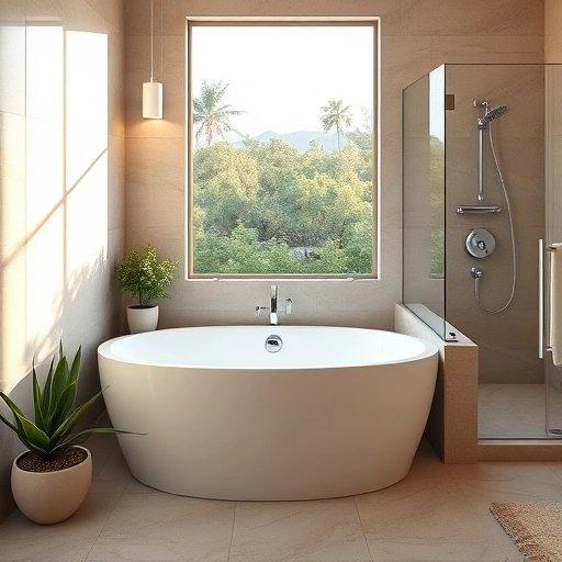 Walk-in tub installation in a modern Paradise Valley bathroom with elegant design and serene decor.