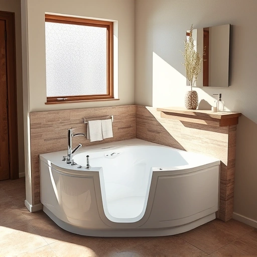 Modern walk-in tub installation in Cave Creek AZ featuring elegant tiles, chrome fixtures, and a stylish vanity.