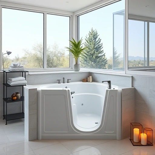 Walk-In Tub Installation in Desert View Village AZ featuring elegant design, modern tiles, and serene ambiance.