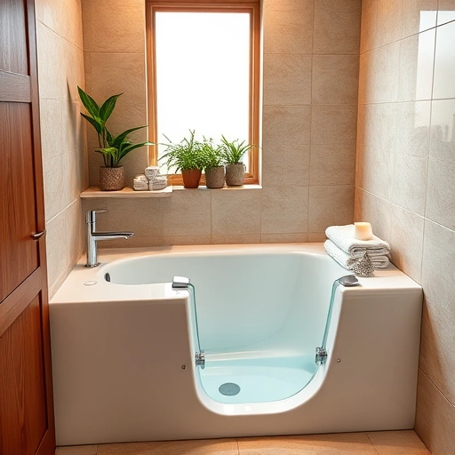 Walk-In Tub Installation in Camelback East Village AZ with sleek design, warm tones, and serene ambiance.