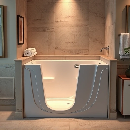 Completed Walk-In Tub with Air Jets in a stylish Phoenix bathroom featuring modern tiles and soft lighting.