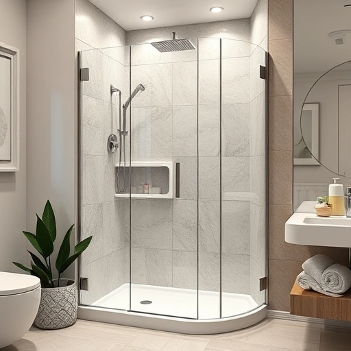Walk-in shower installation in Phoenix featuring modern design, glass panels, elegant tiles, and high-end fixtures.