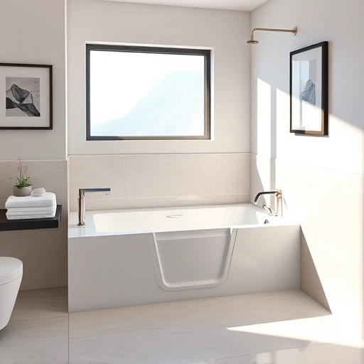Modern bathroom with elegant walk-in tub installation in Paradise Valley Village AZ featuring stylish tiles and fixtures.