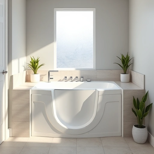 Completed walk-in tub installation in a modern Phoenix bathroom featuring sleek design and serene decor elements.