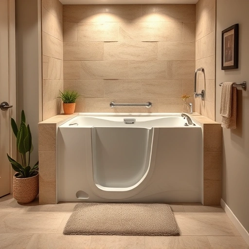 Walk-In Tub Installation in Sun City AZ features a modern bathroom with elegant design and serene ambiance.