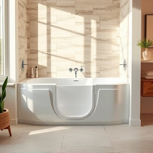 Completed Walk-In Tub installation in Deer Valley AZ features elegant chrome fixtures and serene bathroom decor.