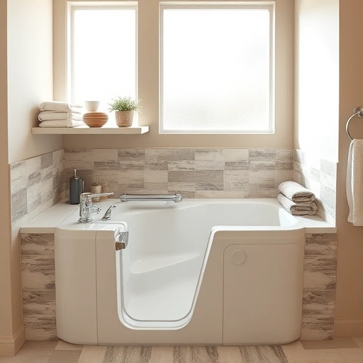 Walk-In Tub Installation in Sunnyslope AZ featuring sleek design, chrome faucet, grab bars, and serene tile work.