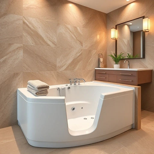 Stylish walk-in tub installation in Deer Valley Village AZ with modern design, chrome fixtures, and elegant decor.