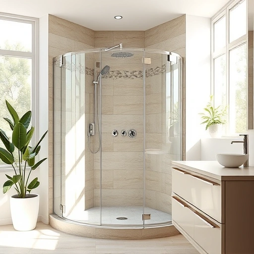Low-Threshold Shower Installation in Phoenix AZ features sleek design, glass enclosure, warm tiles, and natural light.