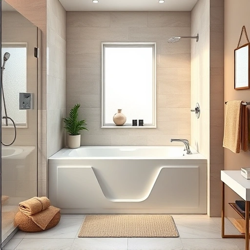Walk-in tub installation in a spacious Encanto AZ bathroom with modern design, chrome fixtures, and elegant decor.