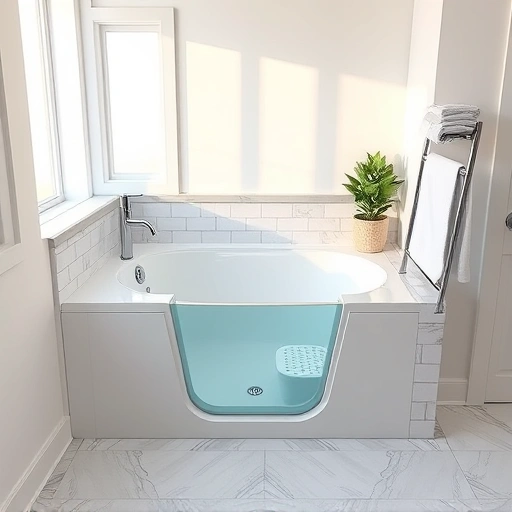 Completed walk-in tub installation in Sunnyslope AZ featuring modern design, chrome fixtures, elegant tile work, and serene ambiance.