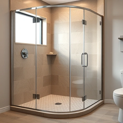 Slip-resistant shower installation in Phoenix featuring textured earth tone tiles, chrome fixtures, and modern glass enclosure.