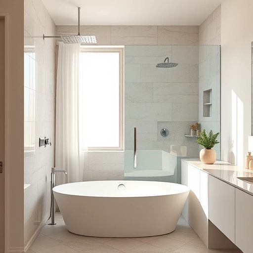 Modern bathroom featuring a freestanding tub, sleek fixtures, and serene tile design in Phoenix, AZ.