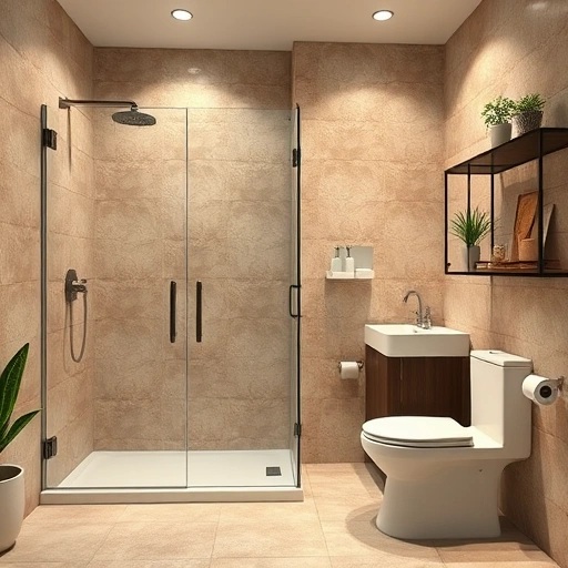 Handicap bathroom remodel in Phoenix featuring spacious design, walk-in shower, grab bars, and elegant decor.