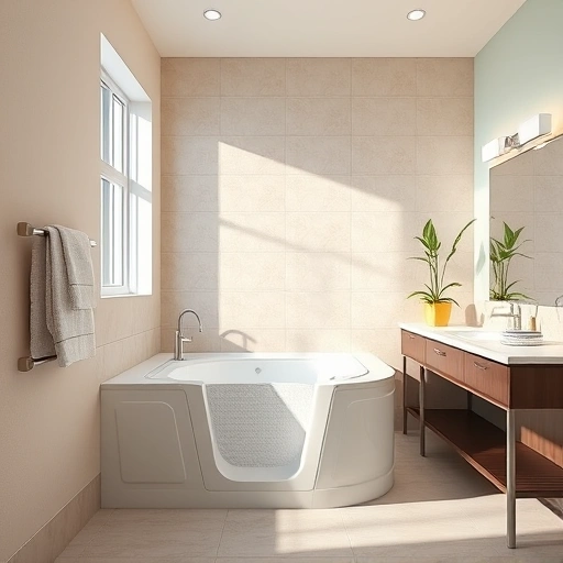 Luxurious walk-in tub remodeling in a Phoenix bathroom with chrome fixtures, soft tiles, and natural light.