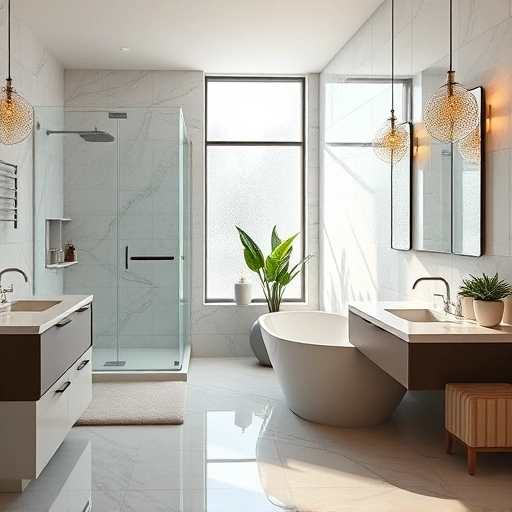 Completed bathroom remodel in North Mountain Village AZ with modern design, elegant fixtures, and serene ambiance.