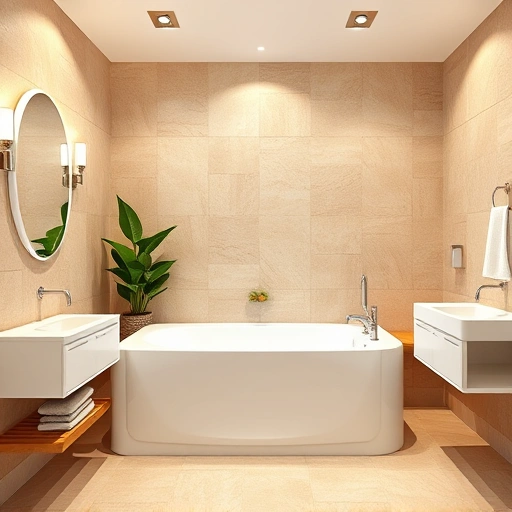 Walk-in tub remodeling in Phoenix with modern design, safety features, elegant tiles, and inviting lighting.