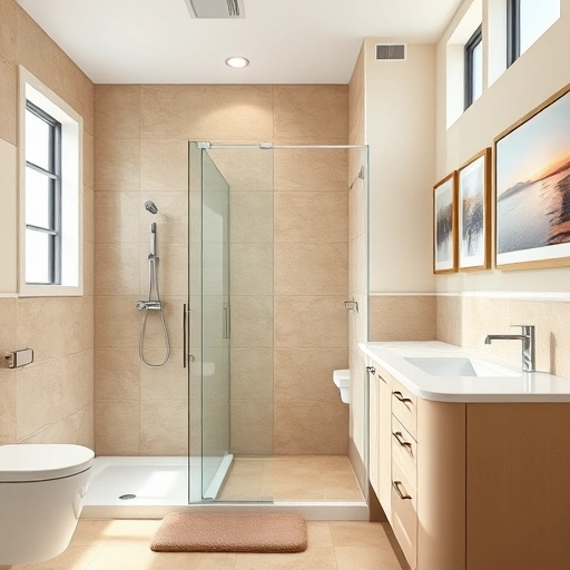 Handicap bathroom remodel in Phoenix featuring a spacious design with walk-in shower, grab bars, and natural light.