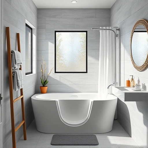 Completed Walk-In Tub Installation in a modern Maryvale AZ bathroom with light gray walls and polished chrome fixtures.